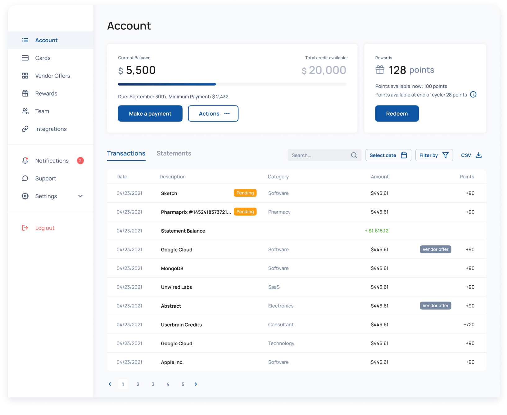 App screenshot manage your transactions